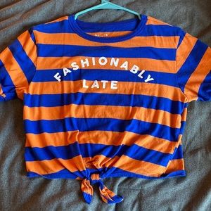 Striped girls crop top